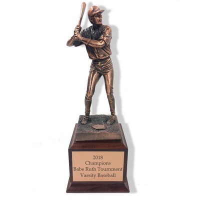 12½" Antique Bronze Electroplated Baseball Player Trophy