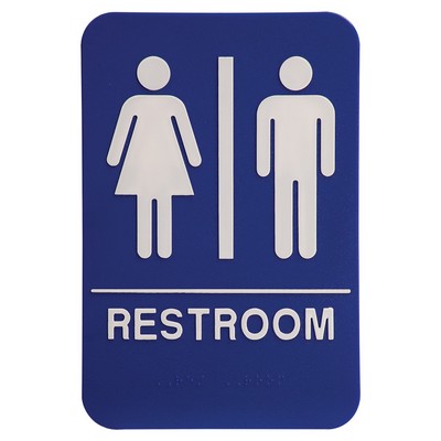 Kota Pro ADA 6" x 9" Blue/White Unisex Accessible Restroom Sign