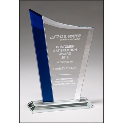 Zenith Series Jade Glass Award with Blue Glass Highlights (7" x 9.875")