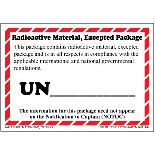 Radioactive Material Excepted Special Handling Paper Labels - 3" x 4.25"