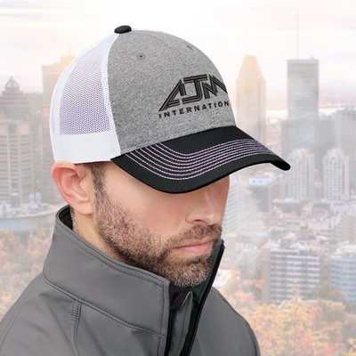 Cotton Drill/Polyester Heather/Nylon Mesh Cap