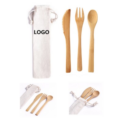 3 Piece Bamboo Cutlery Set