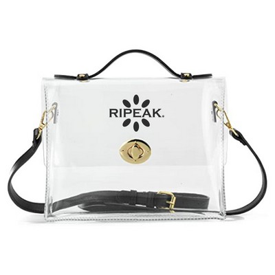 Women`s PVC Transparent Clutch Clear Purse Crossbody Bag with Leather Strap Stadium Approved Bag