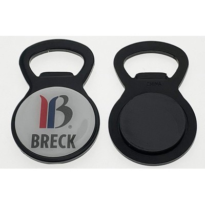 Black Circle Bottle Opener Magnet