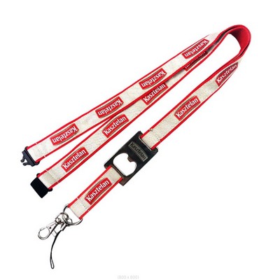 Polyester Woven Bottle Opener Lanyard