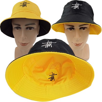 Double-sided Available 100% Premium Cotton Foldable Bucket Hat Pack able Cap Outdoor