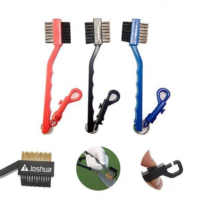 2 Sides Metal and Nylon Bristles PP Golf Cleaning Brushes