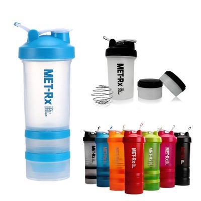 20 Oz. Protein Shaker Bottle w/Organizer And Storage