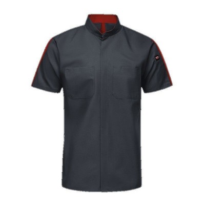 Red Kap® Two-Tone Short Sleeve Pro+ Work Shirt w/OilBlok & MIMIX™ - Charcoal Gray/Fireball Red