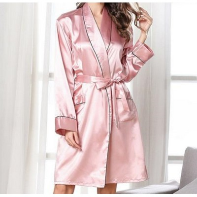 Long Sleeve Silk Satin Bridal Robe