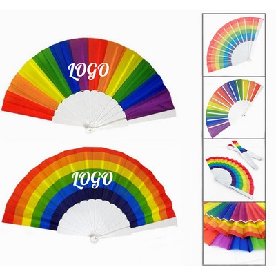 Portable Hand Fan Rainbow Folding Fan