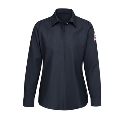 Bulwark™ Women's Concealed-Gripper Pocketless Work Shirt - Navy Blue