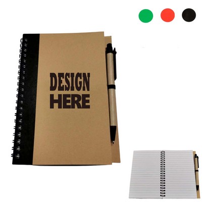 MOQ50 Durable Hardcover Spiral Dot Lined Journal With Pen