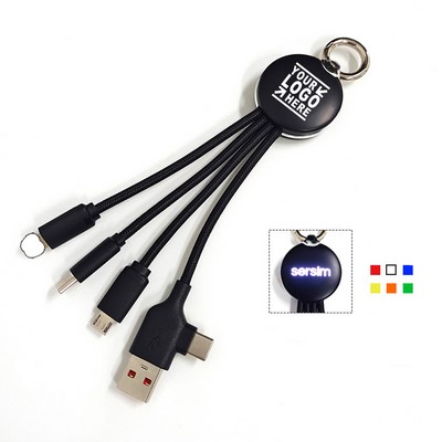 5 in 1 Light Up Charging Cable w/ Keychain