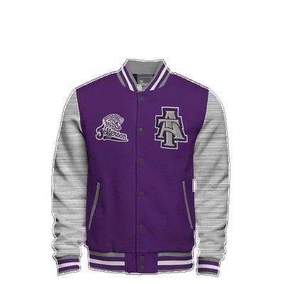 Cotton Fleece Varsity Jacket W/No Lining