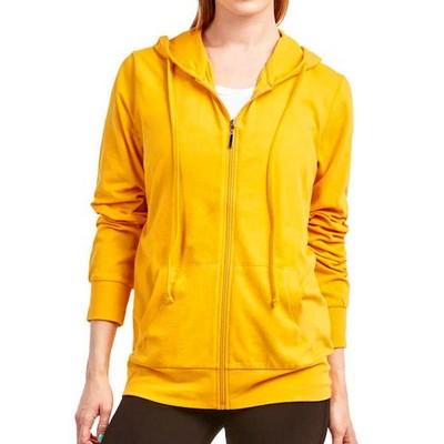 Women's Jersey Zip-Up Hoodie Jackets - Large, Mustard (Case of 24)