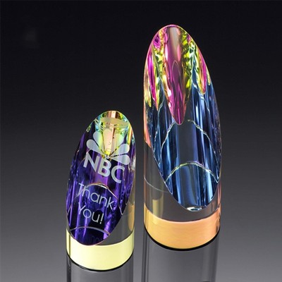 Rainbow Slant Cylinder Tower Crystal Awards With Logo Engraved