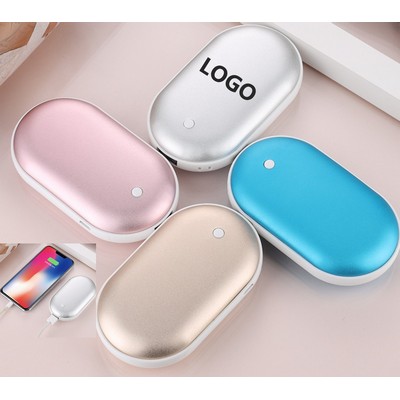 5000/10000mAh 2-in-1 Aluminum Alloy Pebble Shape Rechargeable Power Bank & Warmer (MOQ 50pcs)