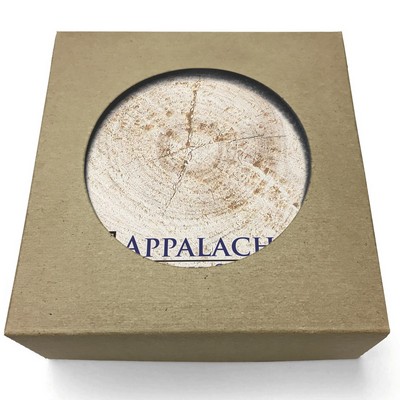 Absorbent Stone Coasters w/Upscale Digital Bkgnds | Square | 4" x 4" | Set of 4 | Natural Kraft Box