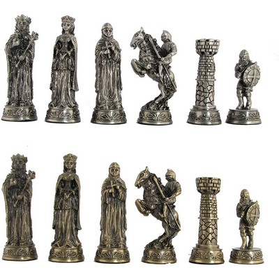 Medieval Pewter Chess Pieces, King measures 3.5 in.