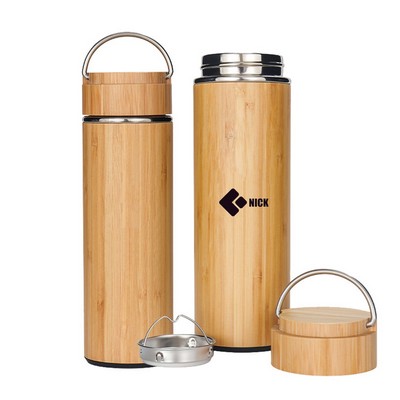 16 Oz Vacuum Bamboo Bottle