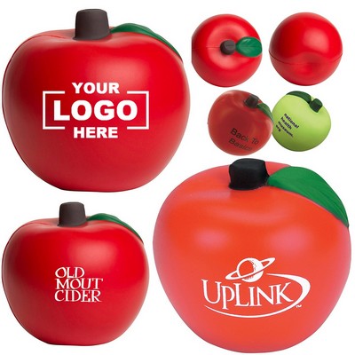 Red Apple Stress Shape With Green Leaves