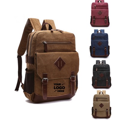 High Capacity Vintage Canvas and Leather Backpack