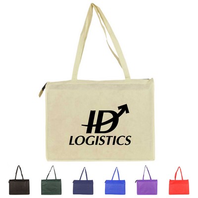 Non-Woven Polypropylene Reusable Tote Bag w/ Handle & Zipper