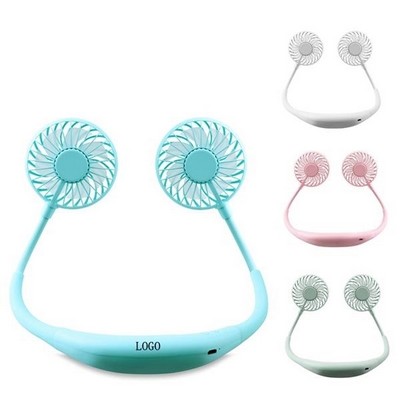 USB Rechargeable Hands Free Hanging Dual Fan