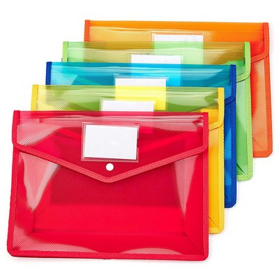 Colorful Transparent Waterproof Document Bag with Snap-Button