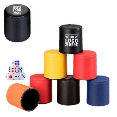 Leather Casino Dice Cup with 6pcs Dice