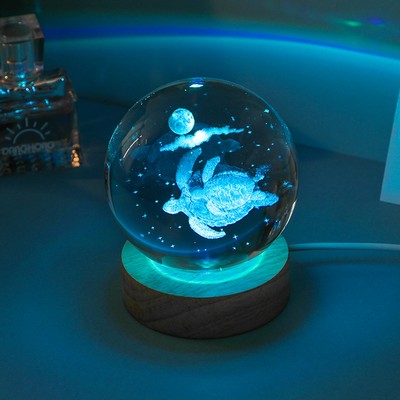 Engraved Turtle Crystal Ball Night Light