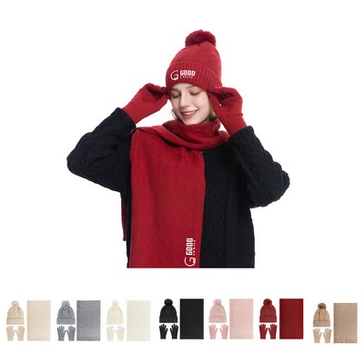 Delux Winter Beanie/Scarf/Gloves Set