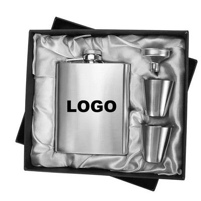 8Oz Portable Stainless Steel Hip Flask Set Gift Box