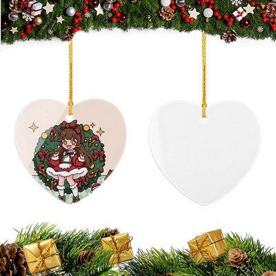 Heart Shape Ceramic Christmas Ornament