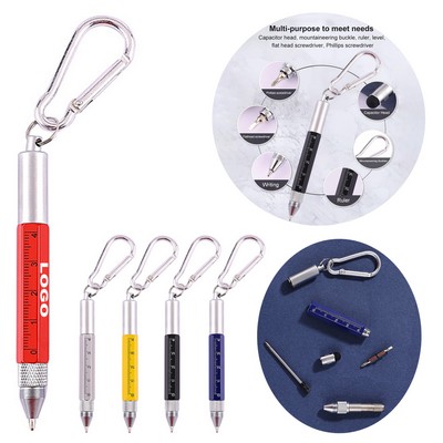 6-in-1 Multi Tool Pen with Carabiner Clip