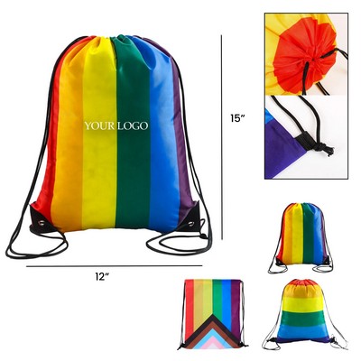 Rainbow Drawstring Backpack Bag