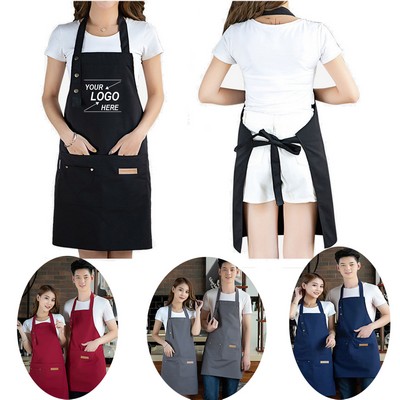 Canvas Kitchen Apron with Detachable Strap and Pockets, 12 oz