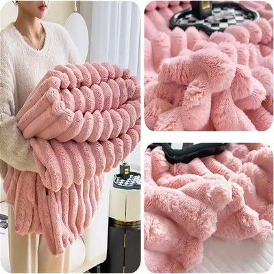 Winter Thick Fluffy Soft Rabbit Fur Throw Blanket