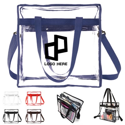 Pvc Transparent Tote Bag W/ Shoulder Strap