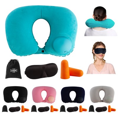 Travel Pillow Kit with Earplugs and Sleep Mask