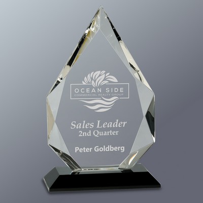 Crystal Faceted Diamond Award Series w/Black Crystal Base, Large (6"x10"H)