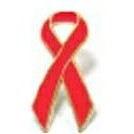 Metal Awareness Ribbon Lapel Pin (Red)