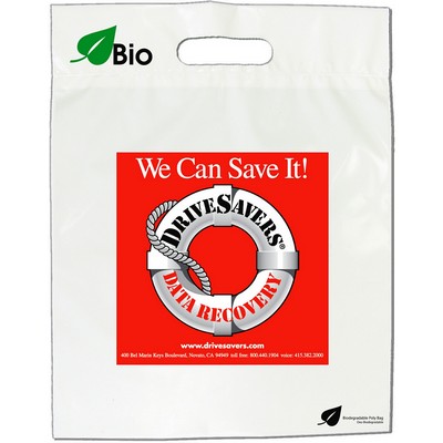 2.0 Mil Fold-Over Die Cut Handle Bag- Short Run Program (15"x18")