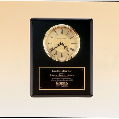 Black Piano Finish Clock w/ Waterfall Bezel & Glass Lens (10 1/2"x13")