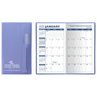 Translucent Vinyl Cover Monthly Planner with Flat Pen