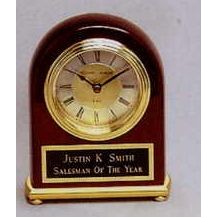 Small High Gloss Rosewood Finish Arch Desk Clock (4"x5")