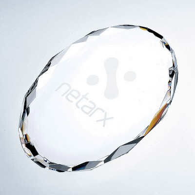 Optical Crystal Oval Gem Cut Paperweight