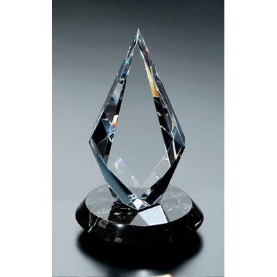 Fine Lead Crystal Optical Flame Award w/ Marble Base