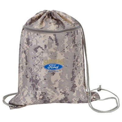 Digital Camo Drawstring Tote Bag w/Zipper (15"x18¾")